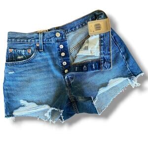 Levi's 501 Original High Rise Denim Jean Shorts Wmn’s Size 28 Medium Wash Blue